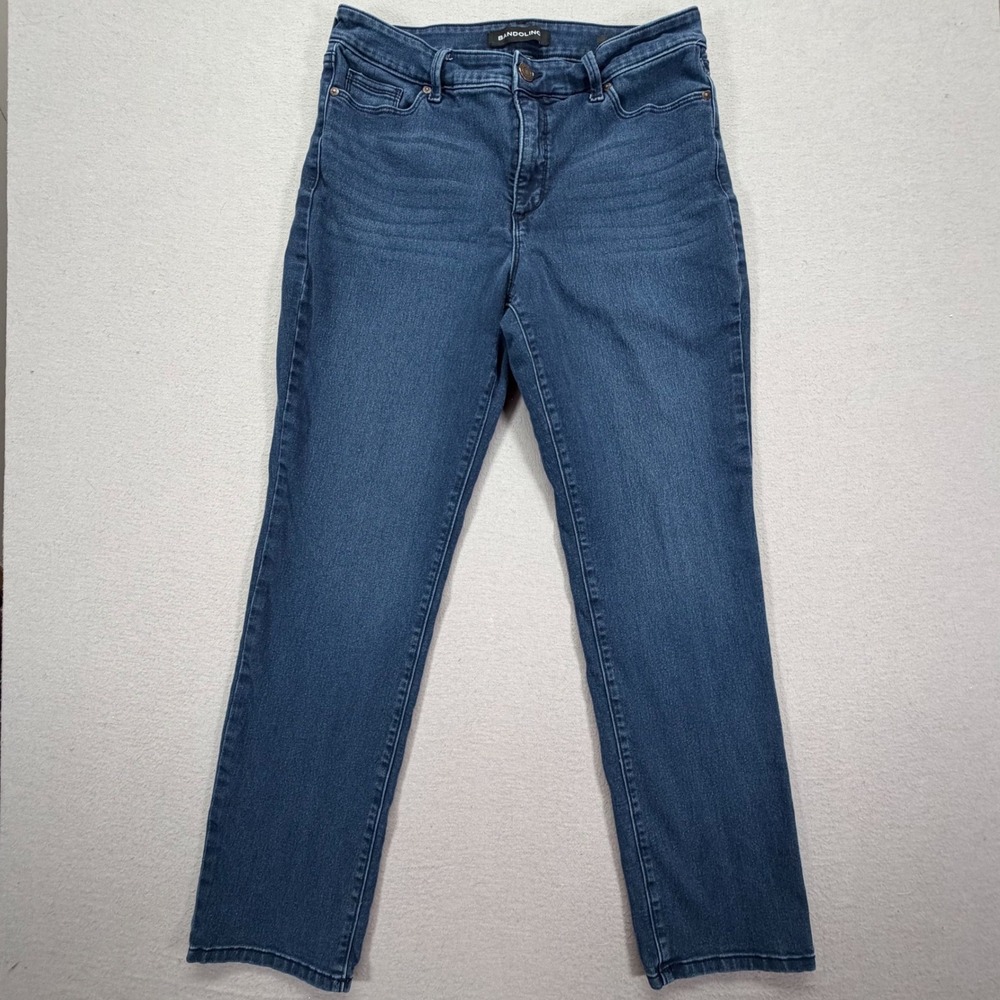 Bandolino Women Jeans Amy Straight Leg Blue Stretch Denim Mid Rise Size 12